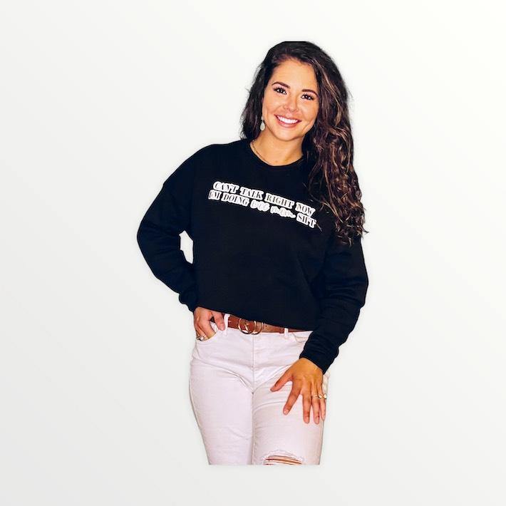 Can't Talk Right Now Cropped Fleece Hoodie - Wicks+Paws Candle Co