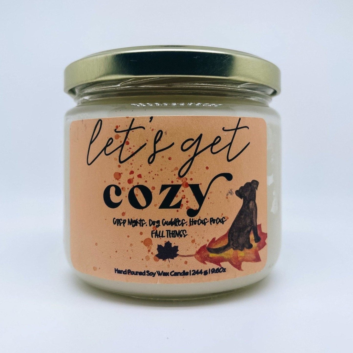 Get Cozy Fall Candle - Fall Scented Candle - Dog Lover Candle - Wicks+Paws Candle Co