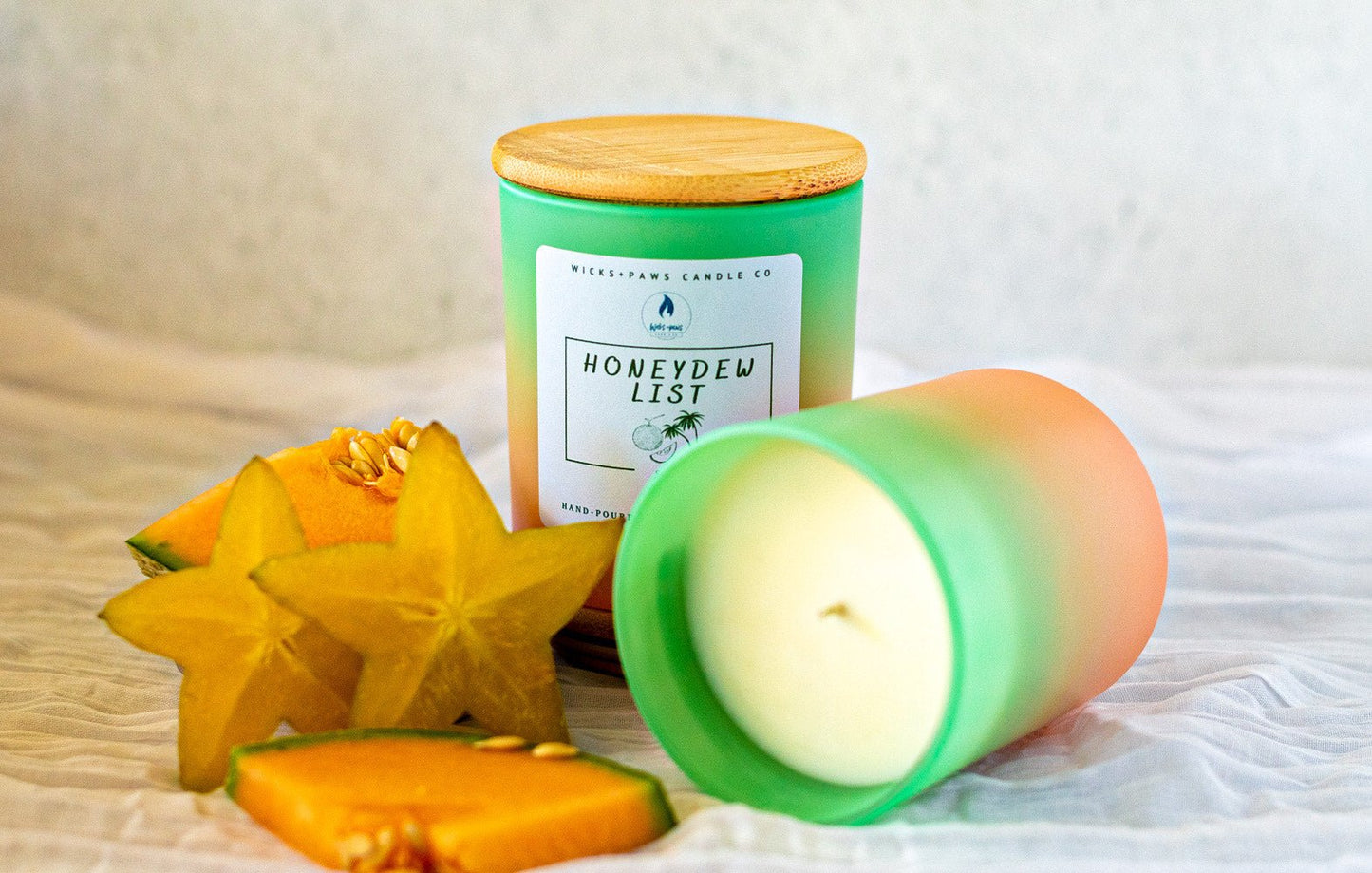 HONEYDEW LIST | HONEYDEW + COCONUT CREAM SOY WAX CANDLE - Wicks+Paws Candle Co