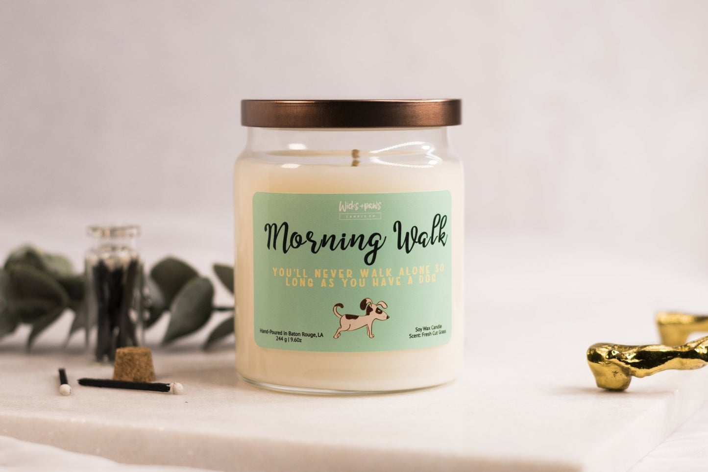 MORNING WALK | FRESH CUT GRASS SOY WAX CANDLE - Wicks+Paws Candle Co