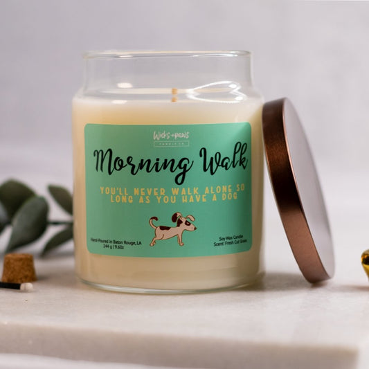 MORNING WALK | FRESH CUT GRASS SOY WAX CANDLE - Wicks+Paws Candle Co
