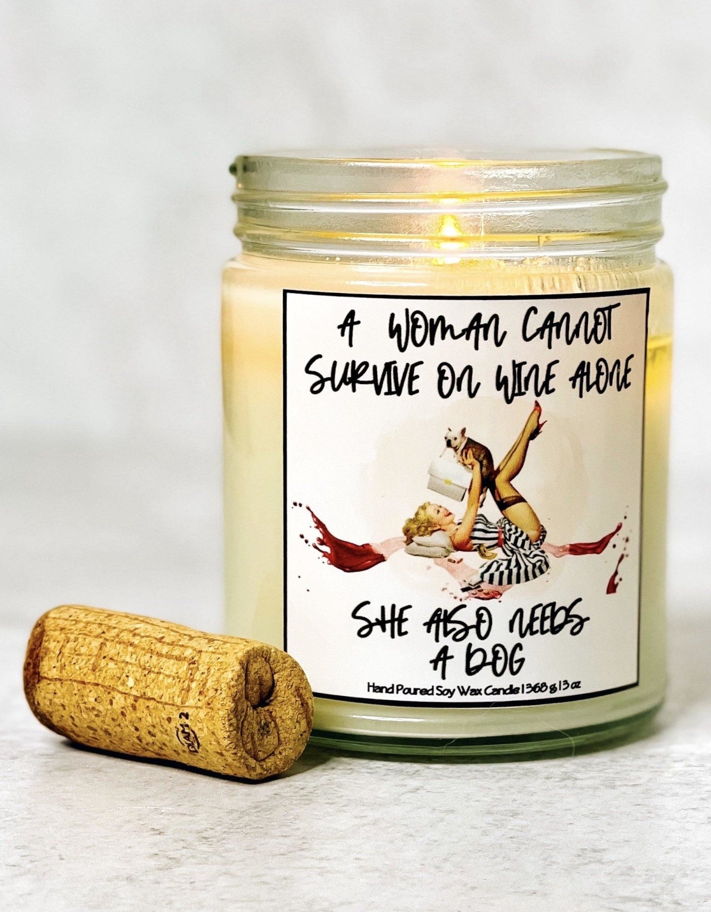 Peach Hibiscus Dog Candle - A Woman Needs A Dog - Dog Mom Candle - Wicks+Paws Candle Co