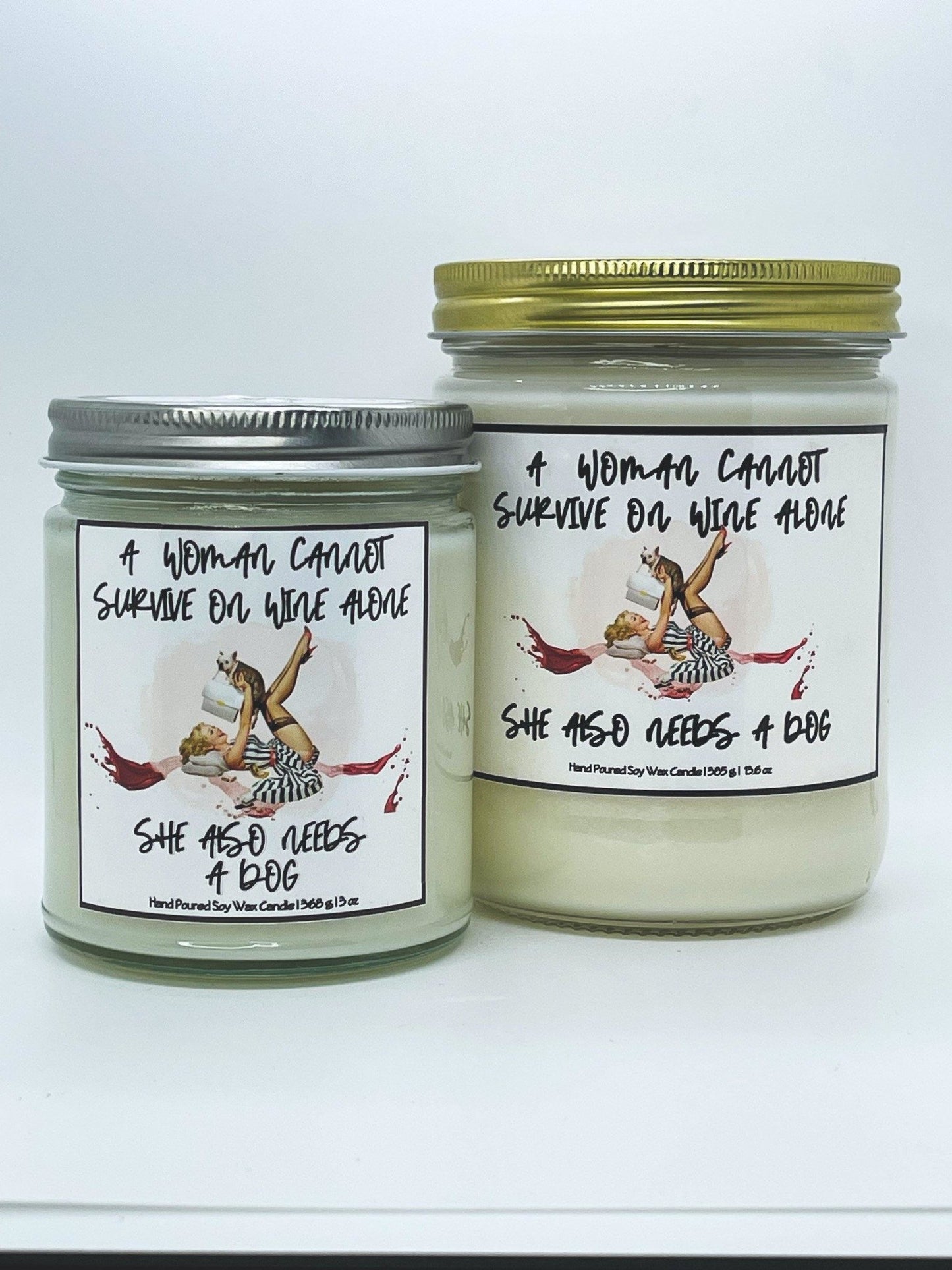 Peach Hibiscus Dog Candle - A Woman Needs A Dog - Dog Mom Candle - Wicks+Paws Candle Co