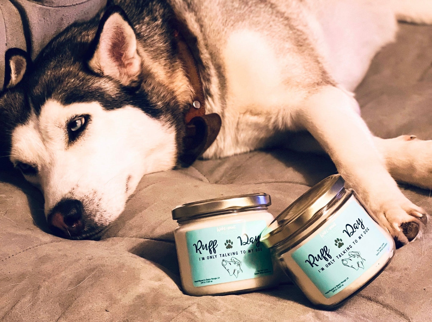RUFF DAY | WHITE EUCALYPTUS SOY WAX CANDLE - Wicks+Paws Candle Co