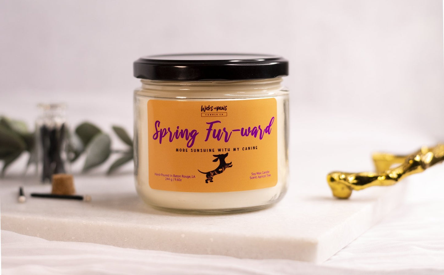 SPRING FUR-WARD | APRICOT TREE SOY WAX CANDLE - Wicks+Paws Candle Co