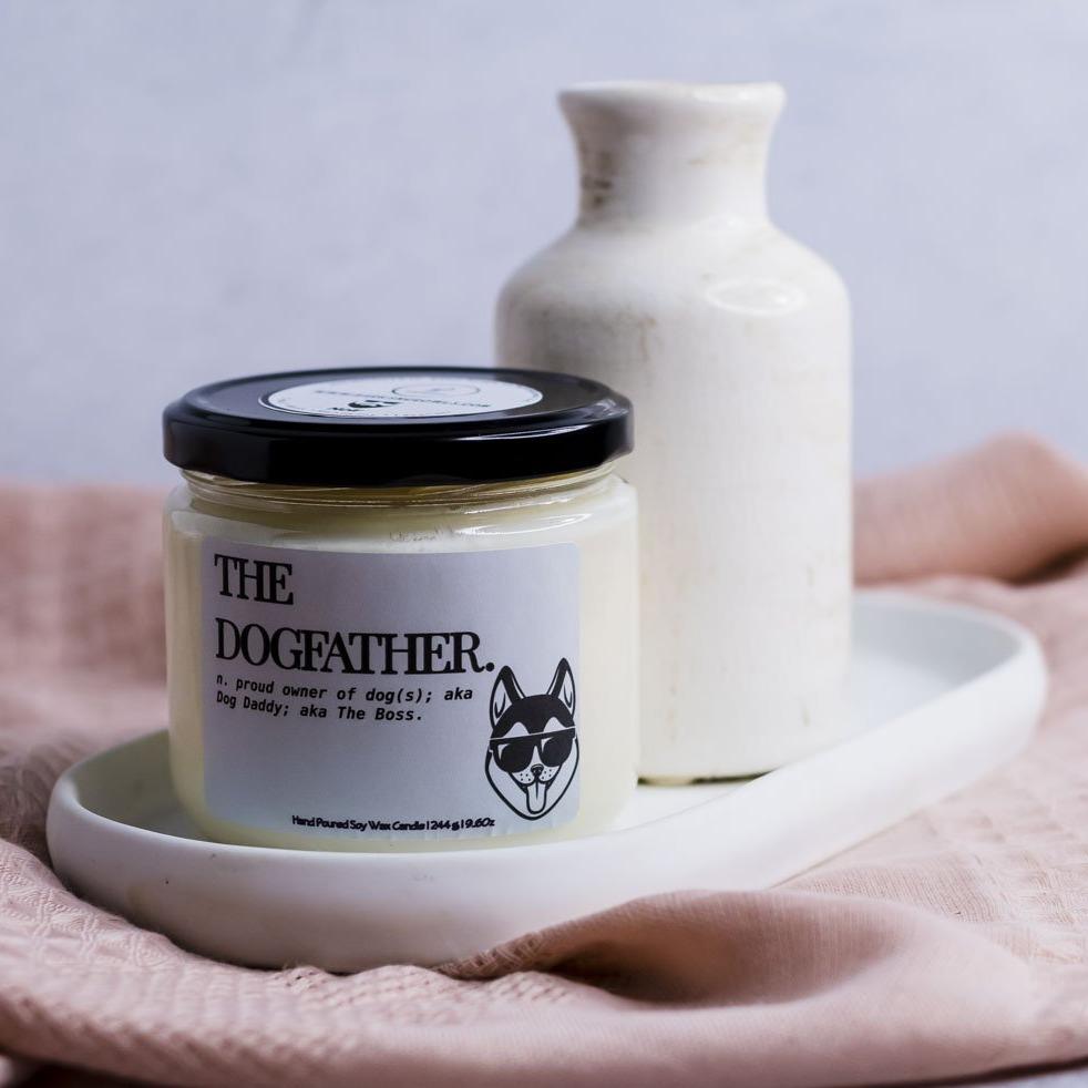 The Dogfather Candle - Masculine Scented Candle - Wicks+Paws Candle Co