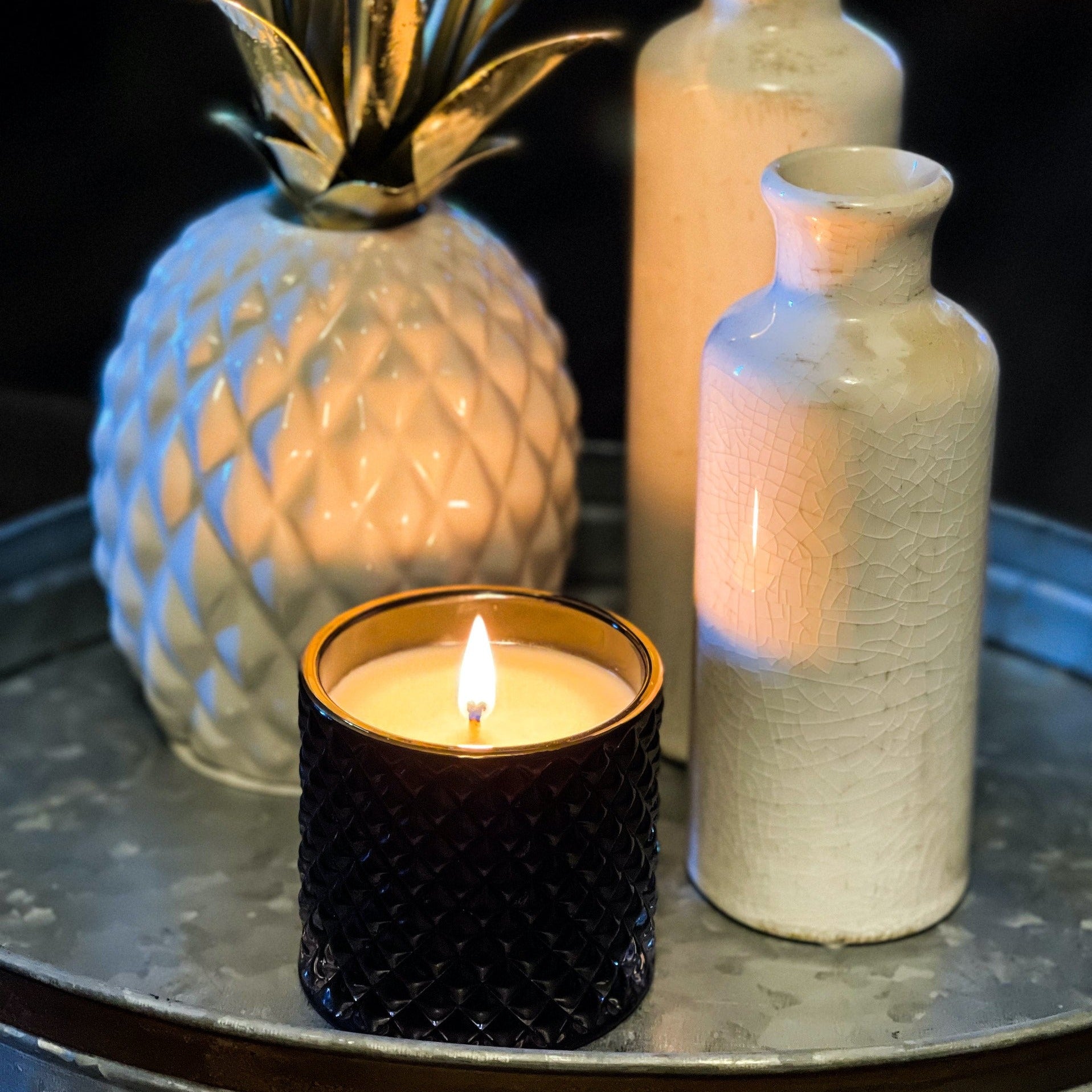 "Home for the Holidays" - Black Glass Jar Candle - Wicks+Paws Candle Co