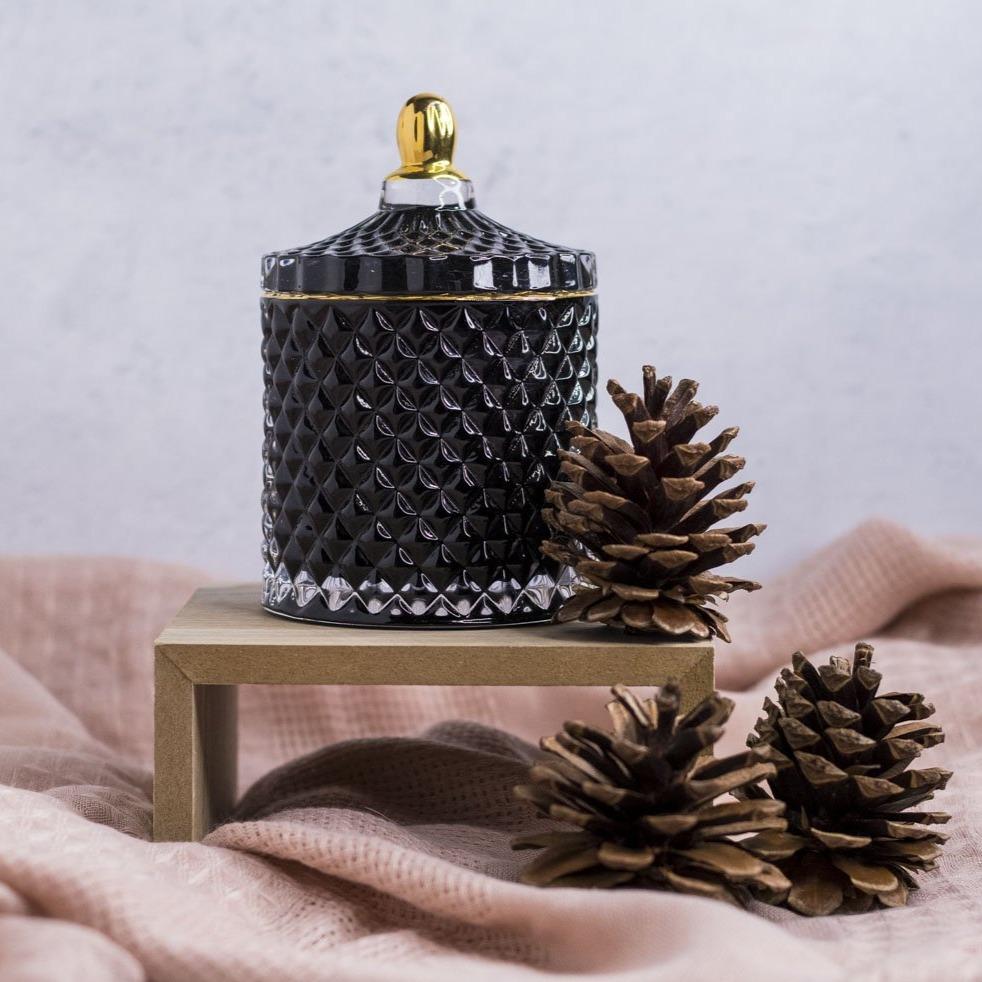 "Home for the Holidays" - Black Glass Jar Candle - Wicks+Paws Candle Co