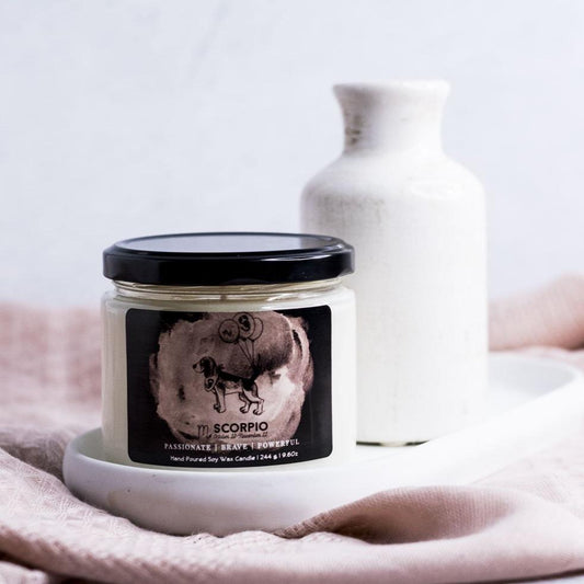 Scorpio Zodiac Candle - Candle for Dog Lovers - Zodiac Sign Candle - Wicks+Paws Candle Co